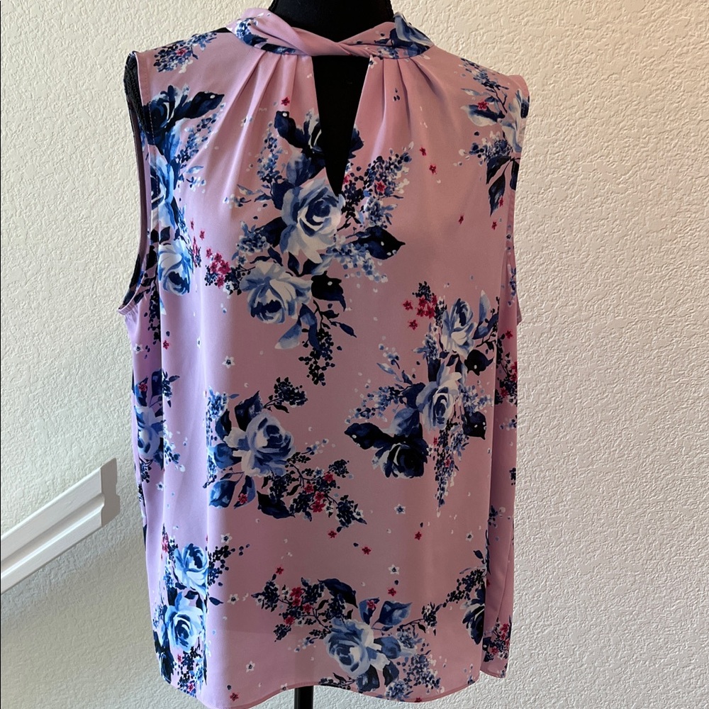 Elle Floral Sleeveless Blouse in Pink and Blue